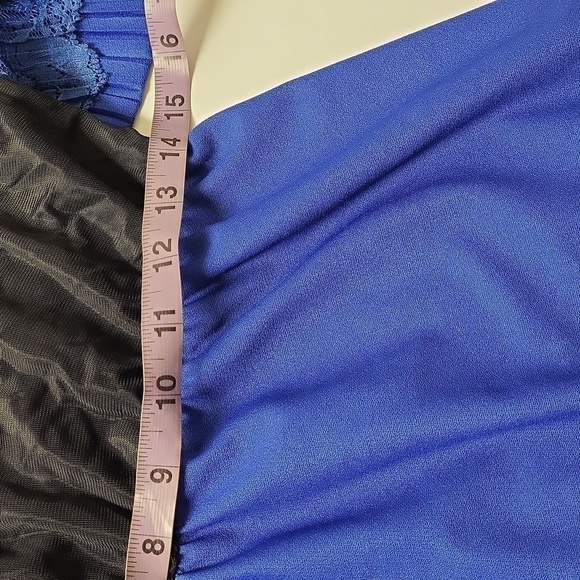 Vintage Encore Royal Blue Swing Dress Bow tie 🎀 ,lacey detailing attached - Picture 11 of 16